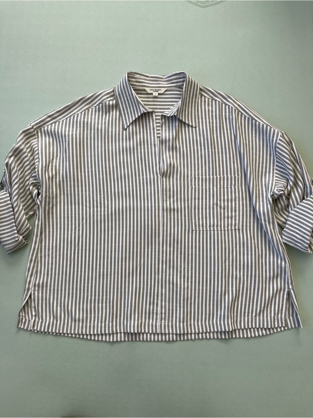 Women’s Graphite & White Striped Popover Top